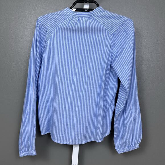 Old Navy Girls Large 10-12 Blue Striped Blouse Peasant Top Long Sleeve NWT New - Picture 4 of 6